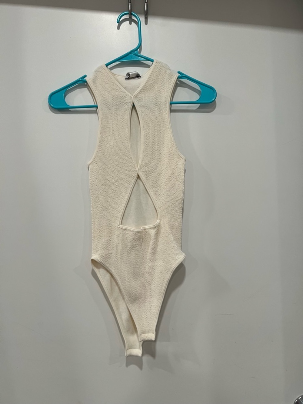 Zara NWT Cream Textured Cut-Out Bodysuit